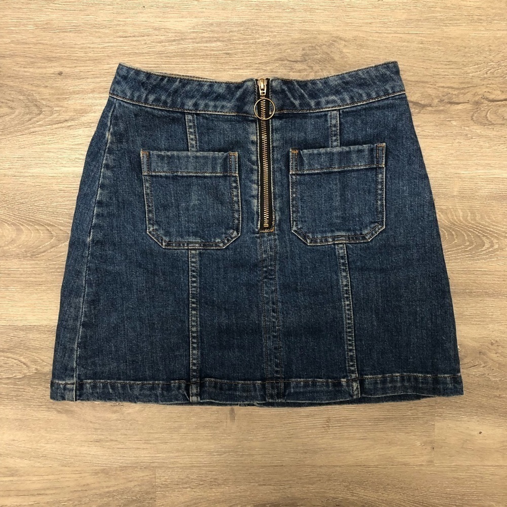 Madewell Size 25 Denim Skirt Ring Pull Front Zip Retro Jean Skirt Skort